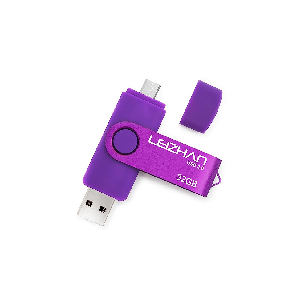 Usb Memory Stick 2.0 Otg(On The Go) 32Gb Dual Port(Usb 2.0 & Micro Usb) Usb Pendrive Flash Drive For Android Smart Phone Tablet Pc Purple 680491828996