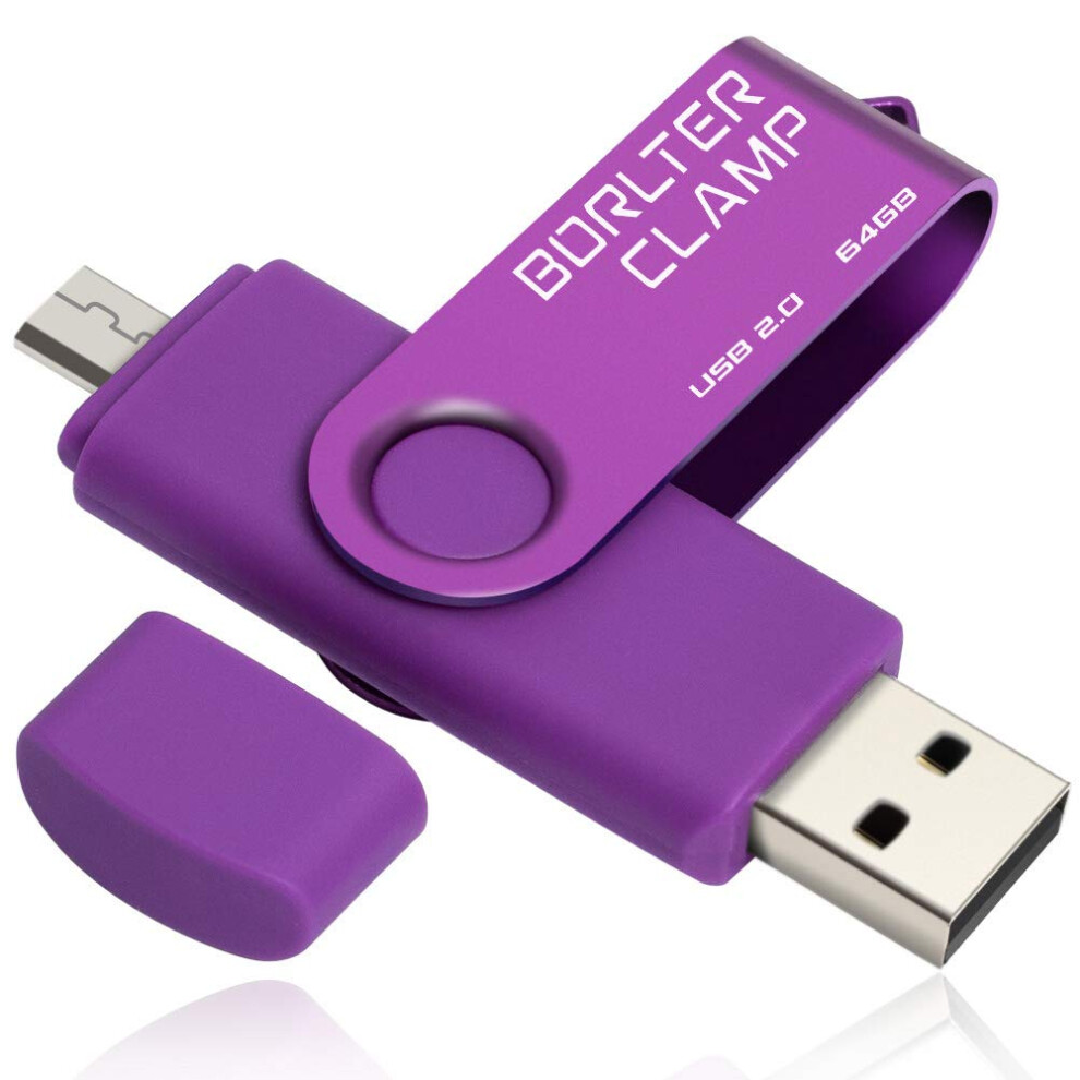 64Gb Otg Memory Stick Dual Usb Flash Drive, Thumb Drive With Micro Usb Drive Port For Android Smartphone Tablet & Computer (Purple) Purple 822361062875