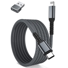 USB C to Lightning Charger Cable 3M with USB A Adapter,Type C Power Delivery PD Fast Charging Cord for Apple iPhone 11 12 13 14 Mini Pro Max Plus,SE