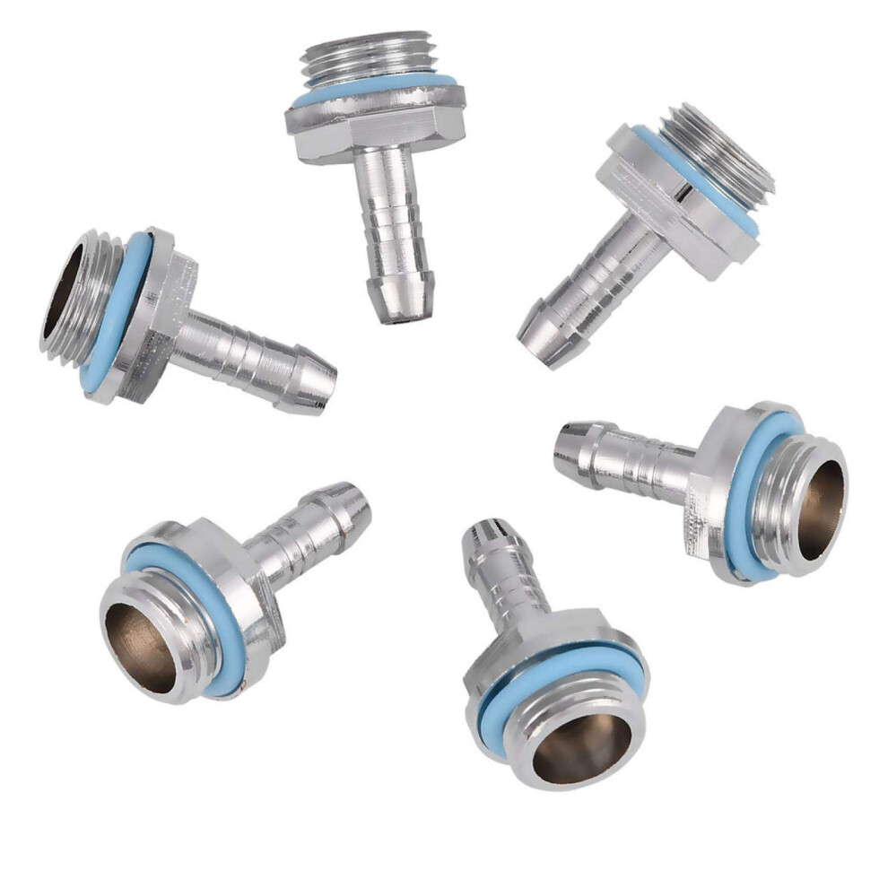 Water Cooling Fitting,6 Pcs Pc Water Cooling Two-Touch Fitting G1/4 Thread Barb Connector For Tube,6Mm/ 7.2Mm/ 9Mm/ 11Mm Diameter For Your Option(11Mm Silver 715538451704