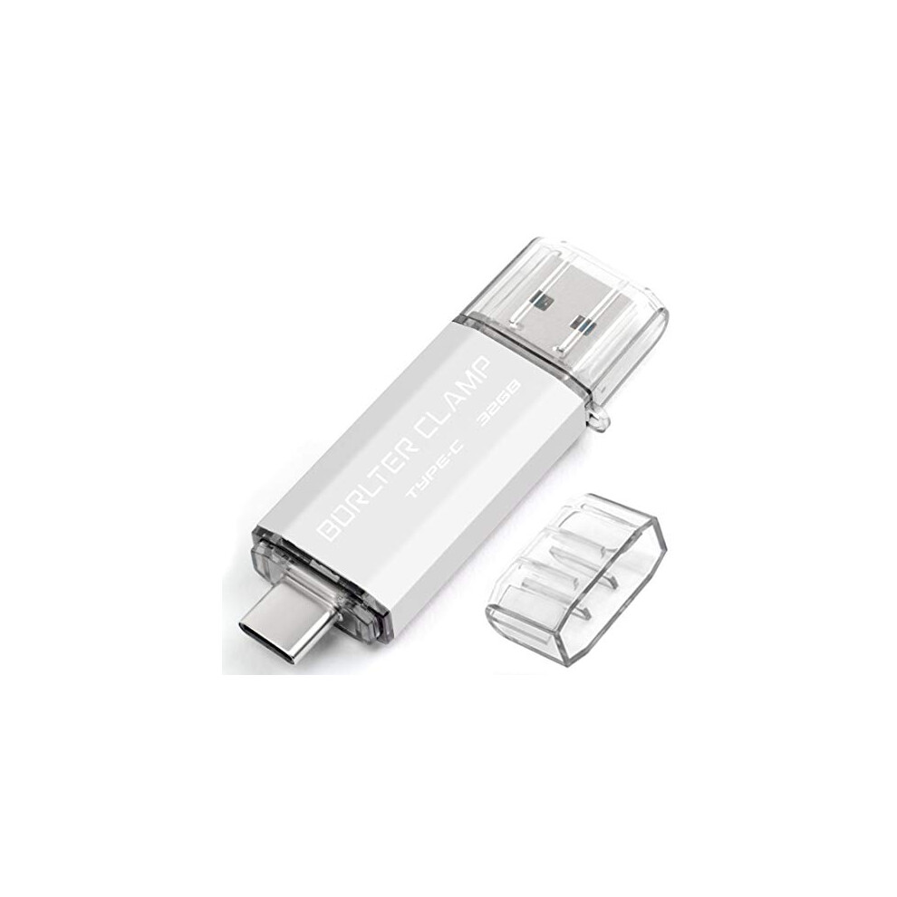 Borlterclamp 32Gb Type C Usb 3.0 Dual Port Flash Drive Usb C Otg Memory Stick For Android Smartphones Samsung Galaxy S9/S8/Note9, Lg, Tablets & Silver 822361419358
