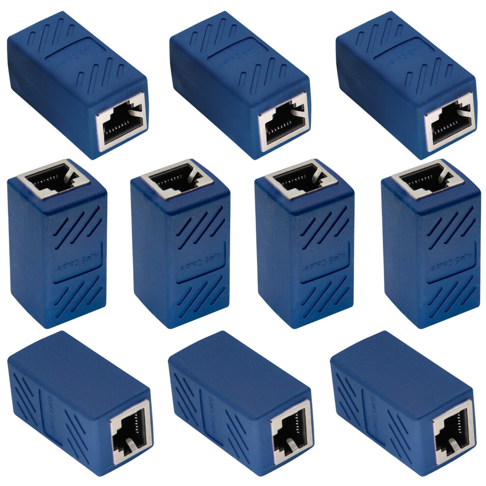 Rj45 Cat6 Adapter Ethernet Cable Extender Cat6 Female To Female Inline Network Cable Coupler Cat6 Cat5 Cat5e Ethernet Coupler Adapter(-10Pack) Blue 783903848206