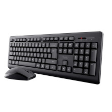 Primo Wireless Keyboard and Mouse Set QWERTY UK Layout, Low Profile Keys, Spill-Resistant, One USB Receiver, Ambidextrous Wireless Mouse, Home Office
