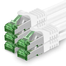 Cat.7 ethernet cable 1,5m - white - 5 pieces - Cat7 lan network 10GBASE-T - 10000 Mbps (Sftp Pimf) double shielded patchcable RJ45 plug Cat.6a