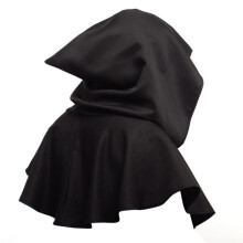 (BLACK) Adults Cloak Hooded Cowl Medieval Witch Accessory