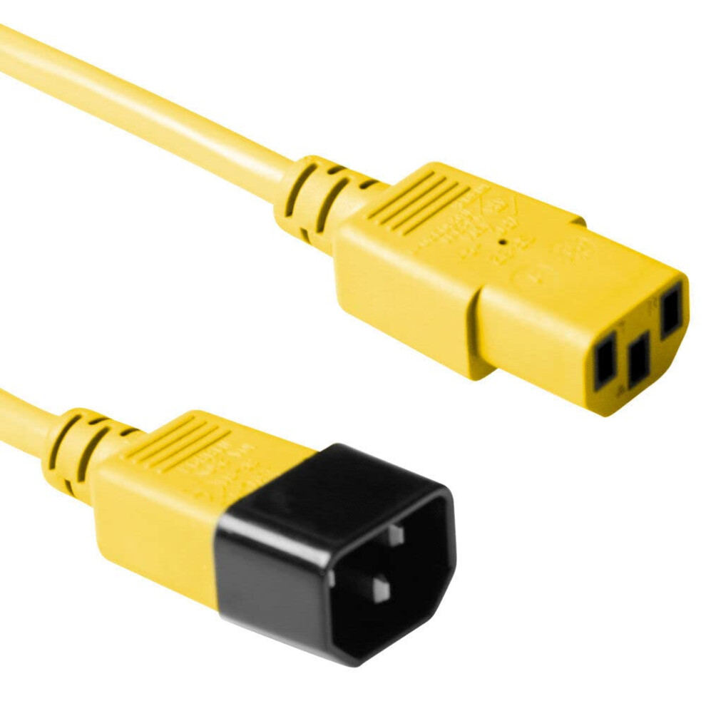 Power Cable 1.8m, C13 to C14 Extension Cable for Cold Devices, IEC Male to Female 3 Pin Power Cable- AK5118 Yellow