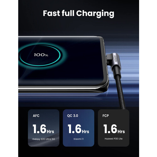 UGREEN USB-A-auf-USB-C-Winkelkabel, 2 m - Space Grau 2
