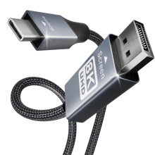 USB C to DisplayPort Cable, 4K@60Hz UHD 1.8M Cable Thunderbolt 3 to DP Display Port Adapter Male to Male Cord [Gold-Plated Connector & Aluminum Shell