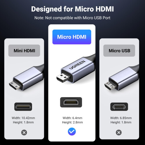 Cavo Micro HDMI - HDMI 2.1 8K 1 m - grigio 1