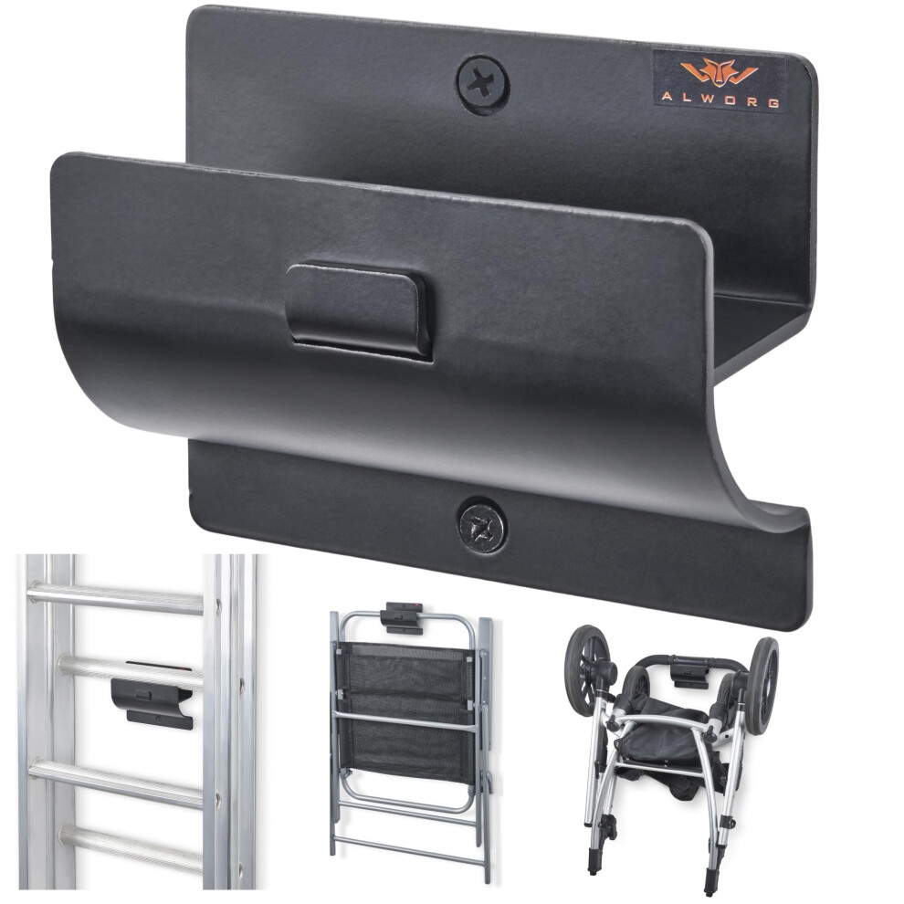 Ladder Hook - Heavy Duty Ladder Brackets for Garage Wall - Utility Hook for Wall Mount Ladder Storage, Folding Chair - Tool Holder to Organize Garage