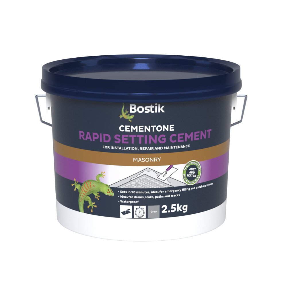 Cementone Rapid Setting Cement, For Interior & Exterior Use, Waterproof, Colour: Grey, 2.5kg,packaging may vary
