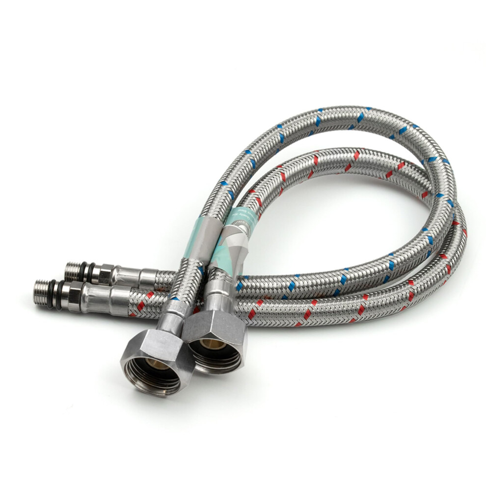 2 X M10 X1/2 Flexible Tap Connectors (400Mm) | 10 Lengths | Pair Of Bsp Kitchen/Basin Monobloc Mixer Flexi Pipe Tails | Braided Stainless Steel 5060567720006
