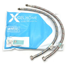 2X WRAS Approved Flexible Pipe Tap Connector, M10 (10mm) x 1/2" BSP x 500mm Stainless Steel Braided Hose, 9mm Bore, High Pressure, Rust-Free, Safe for