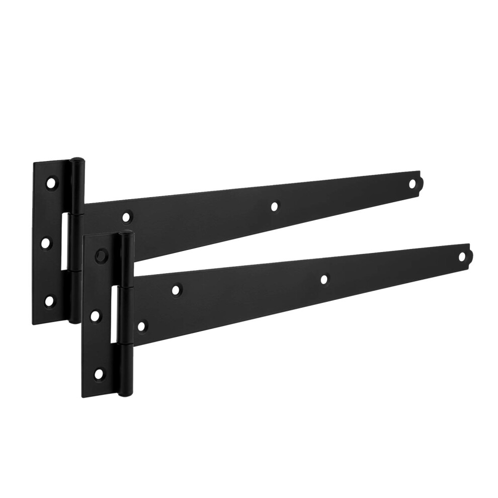 Xfort 2 Pack 300 Mm T-Hinge Black Japanned, Metal Tee Hinges With Weather Resistant, Rustproof Powder Coating, T Strap Hinges Ideal For External Use 5060568905716