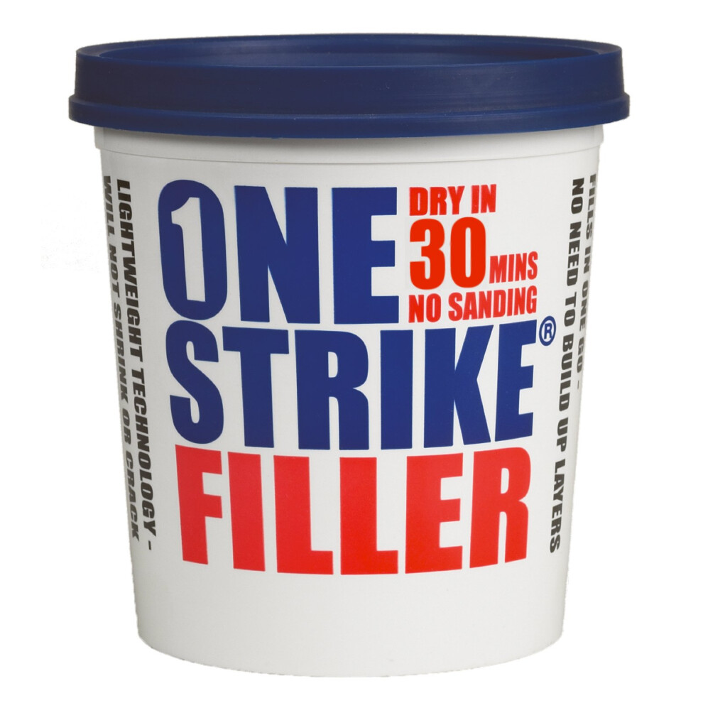 â One Strike â Multi-Purpose Quick-Drying Filler â One-Time Application â White â 1 Litre Tub