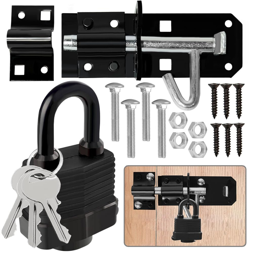 Door Lock Gate Boltï¼Door Latch Hasp,Stainless Steel Sliding Gate Bolt And Heavy Duty Door Lock, Padlock Shed Lock With Screws For Wooden Gates 9331924384206