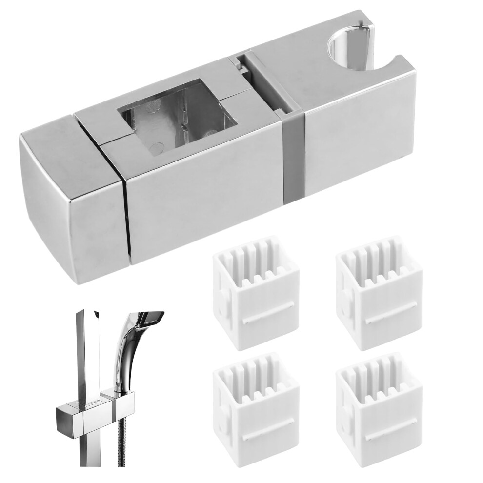Handheld Showers Holder, Square Slider Bar Holder, with 4 Sizes Slip-On Lift Rod Mounts, Adjustable Shower Bracket, Shower Head Holder, Ideal for Any