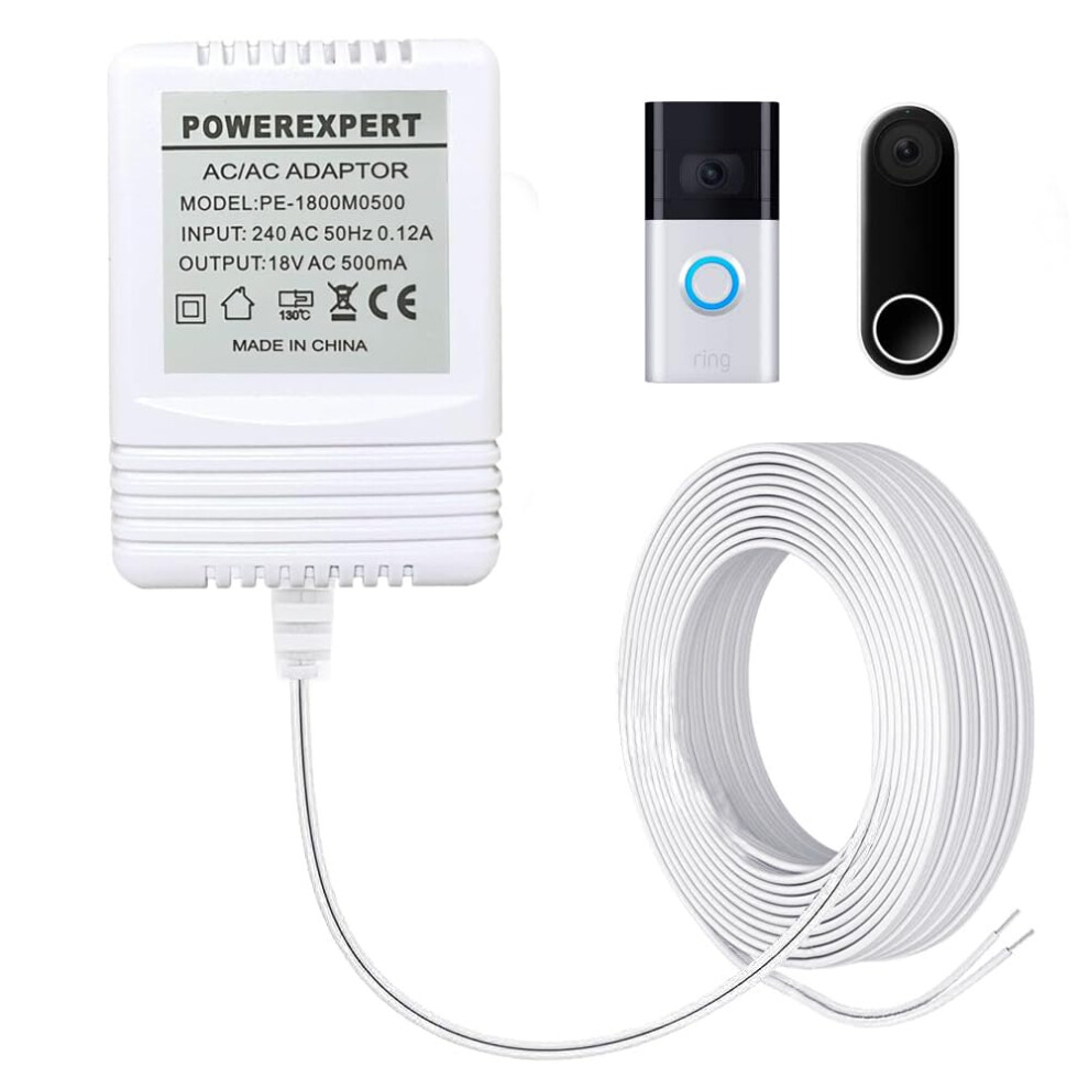 18V 500Ma Nest Video Doorbell Power Supply, Transformer For Ring, Nest Hello, Google, Simplisafe, Ezviz, Eufy, Arlo Video Doorbell Ac Power Adapter 764015835155