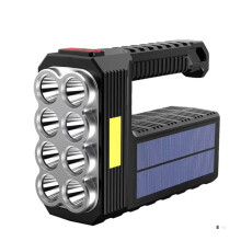 Mega Power 8 LED Solar Handheld Torch - Super Bright Rechargeable Portable Flashlight - Powerful work equipment - Bright light for camping home work
