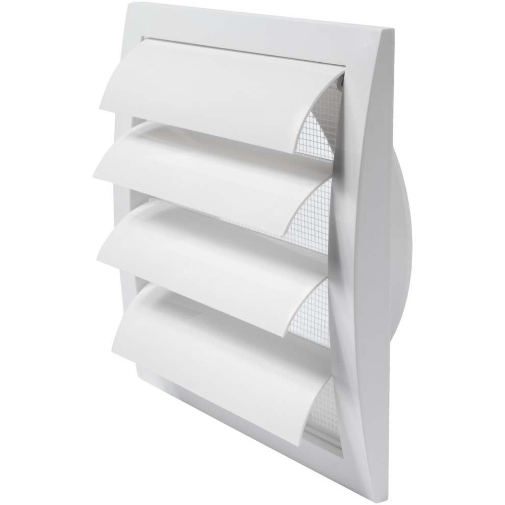 White Exhaust Hood Vent 6'' Inch / 150 Mm With Shutters, Built-In Pest Guard Screen And Flange, Air Vent Cover With Flaps, Hvac Exhaust Vent Duct Cap, 7427046529877