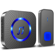SURFOU N188 Wireless Doorbell Kit - 400m Range, Waterproof, 55 Melodies, 5 Volume Levels, LED Flash, Battery Operated, 1 Receiver + 1 Button, Black