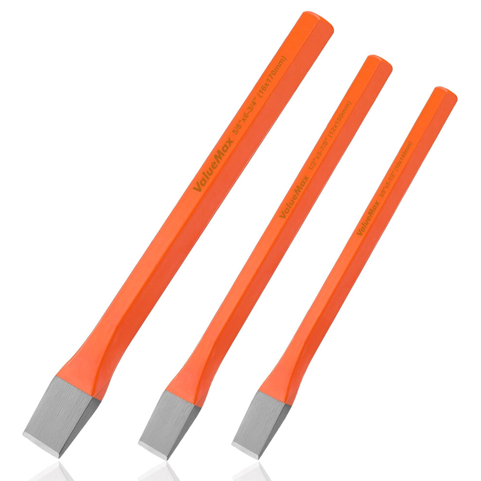 3-Piece Heavy Duty Cold Chisels Set Made With Crv Steel | Masonry/Bricklaying Chisels For Cutting Stone/Brickwork/Mortar/Cement | Woodworking Chisel 820909604792
