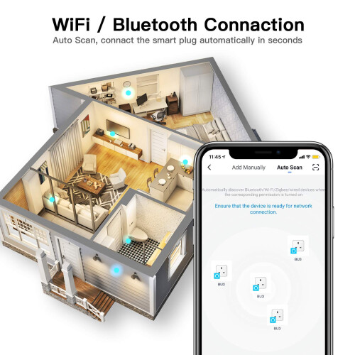 Smart Plug Alexa Plugs, Aoycocr Smart Socket with WiFi & Bluetooth, Works with Amazon Alexa (Echo & Echo Dot), Google Home, APP Remote Control Timer 1