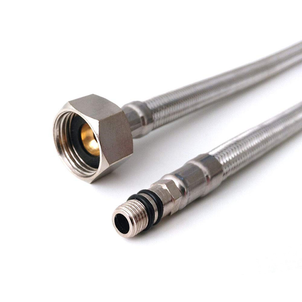 2 X M10 (10Mm) X 1/2 Bsp (600Mm) Flexible Tap Connectors | Kitchen Sink/Basin Monobloc Mixer Hot And Cold Tap Connector Flexi Pipe Tails | Braided 5060567720020
