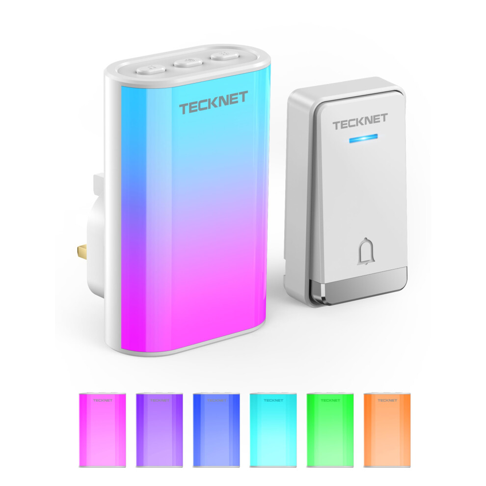 Wireless Doorbell, Flashing Doorbell with 6 Bright Colors, 4 Lighting Modes, 5 Volume Levels, 60 Melodies, IP65 Waterproof Door Bells Cordless Great