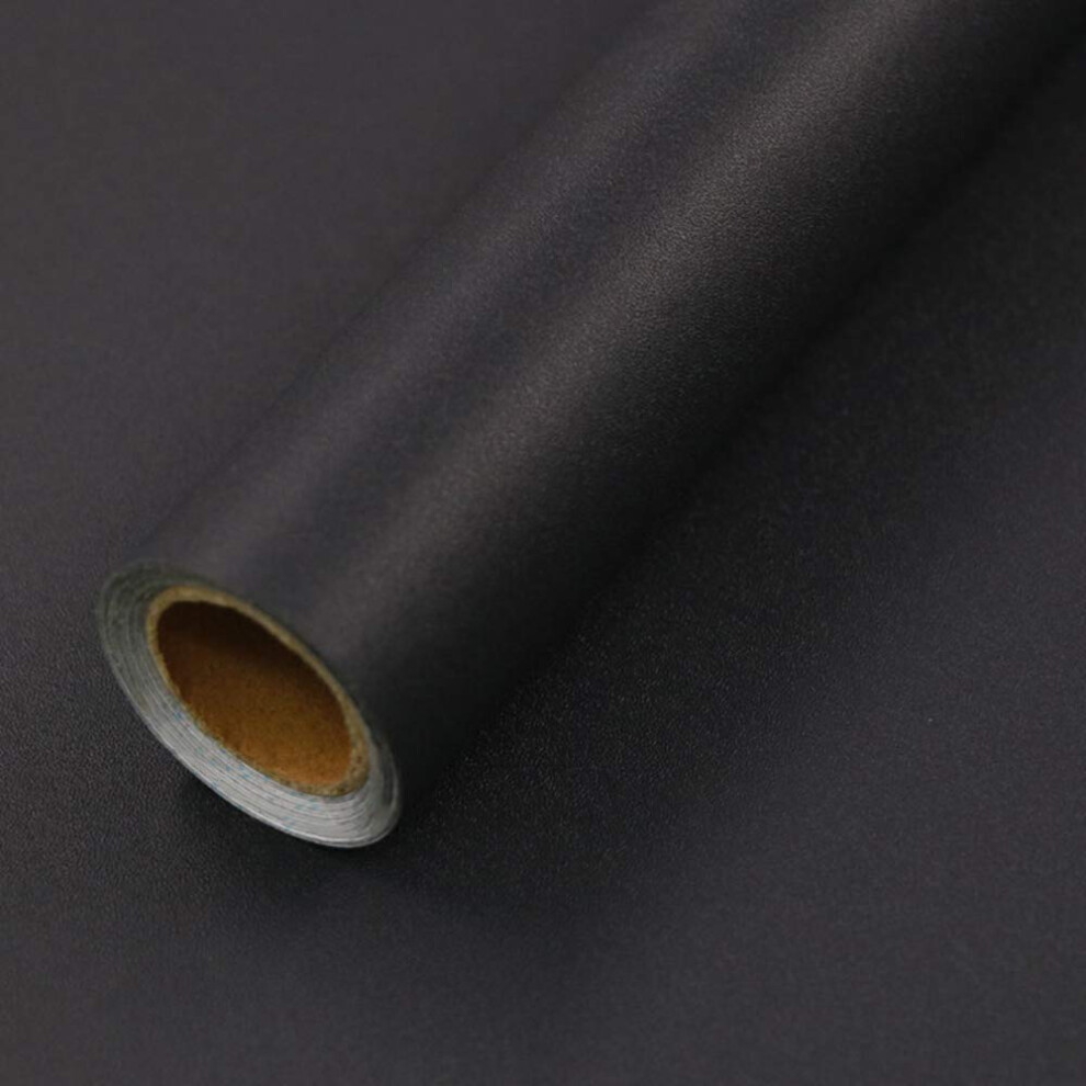 Black Wallpaper Sticky Back Plastic Vinyl Wrap Self Adhesive Wallpaper Stick On Wallpaper 40cm X 300cm for Home Decoration Kitchen Worktops Furniture