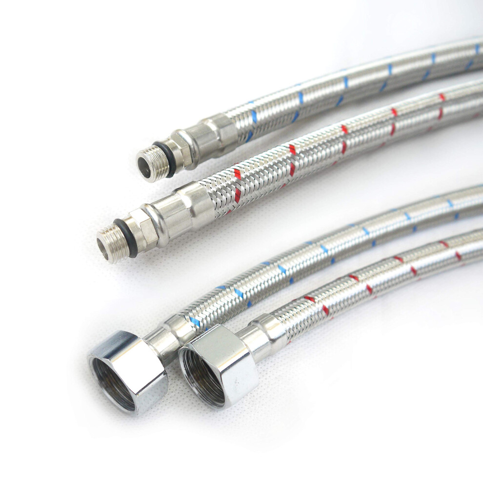 Xcel Home 2 X M12 (12Mm) X 1/2 Bsp (500Mm) Flexi Tap Connectors | Kitchen Sink/Bathroom Basin Monobloc Mixer Flexible Pipes Tails (Short Male End) 762301131332