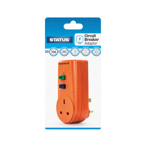 Status Orange Circuit Breaker | 13A UK Plug RCD Socket Adapter | SRCDORX3 2