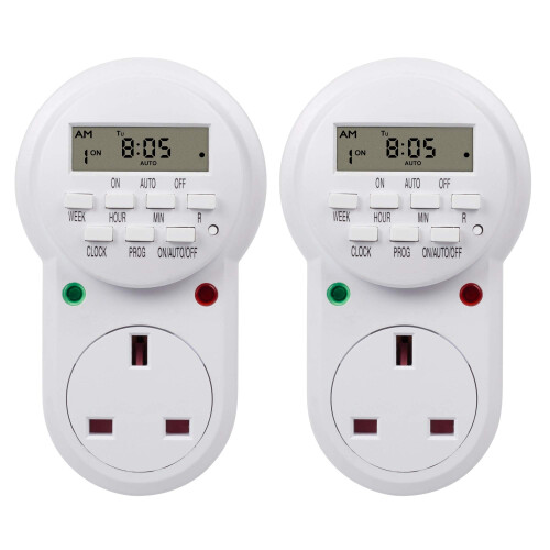 Digital Programmable Plug-in Timer Socket, 24 Hours/7 Day Weekly Electronic Light Timer Plug with 9 On-Off Programs and Anti-Theft Random Function