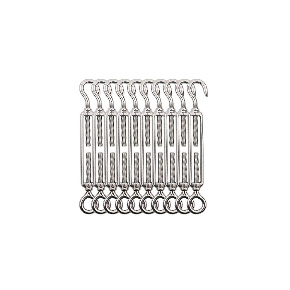 Turnbuckle Wire Tensioner,M5 Turnbuckle Hook And Eye,10Pcs Stainless Steel Cable Tightener,Wire Rope Tension For Garden Light Hanging,Garden 5712443221649