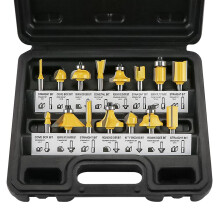 Router Bit Set, 15PCS 6.35mm 1/4 Inch Shank Carbide Tipped Router Bits, Trimmer Router Cutter Bit -Woodworking Milling Tools for Wood Carving Cutting