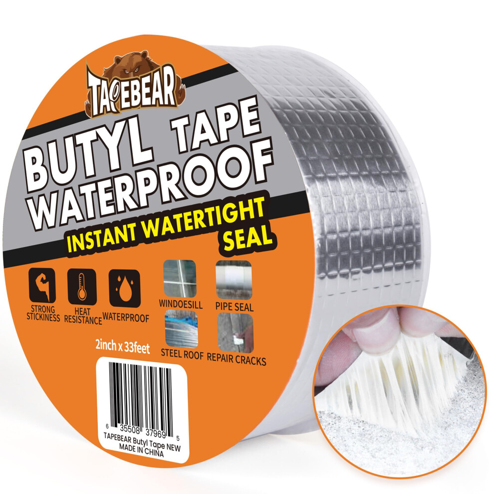 50Mm X 10M Butyl Tape Waterproof Sealant Tape Aluminum Foil Duct Sealing Tape For Rv Roof Repair, Boat And Pipe Sealing, Silicone, Glass & Edpm Roof 635508379695