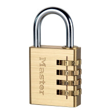604EURD 4-Digit Combination Padlock with Aluminium Body and Brass Finish, Gold, 8,1 x 4 x 1,8 cm