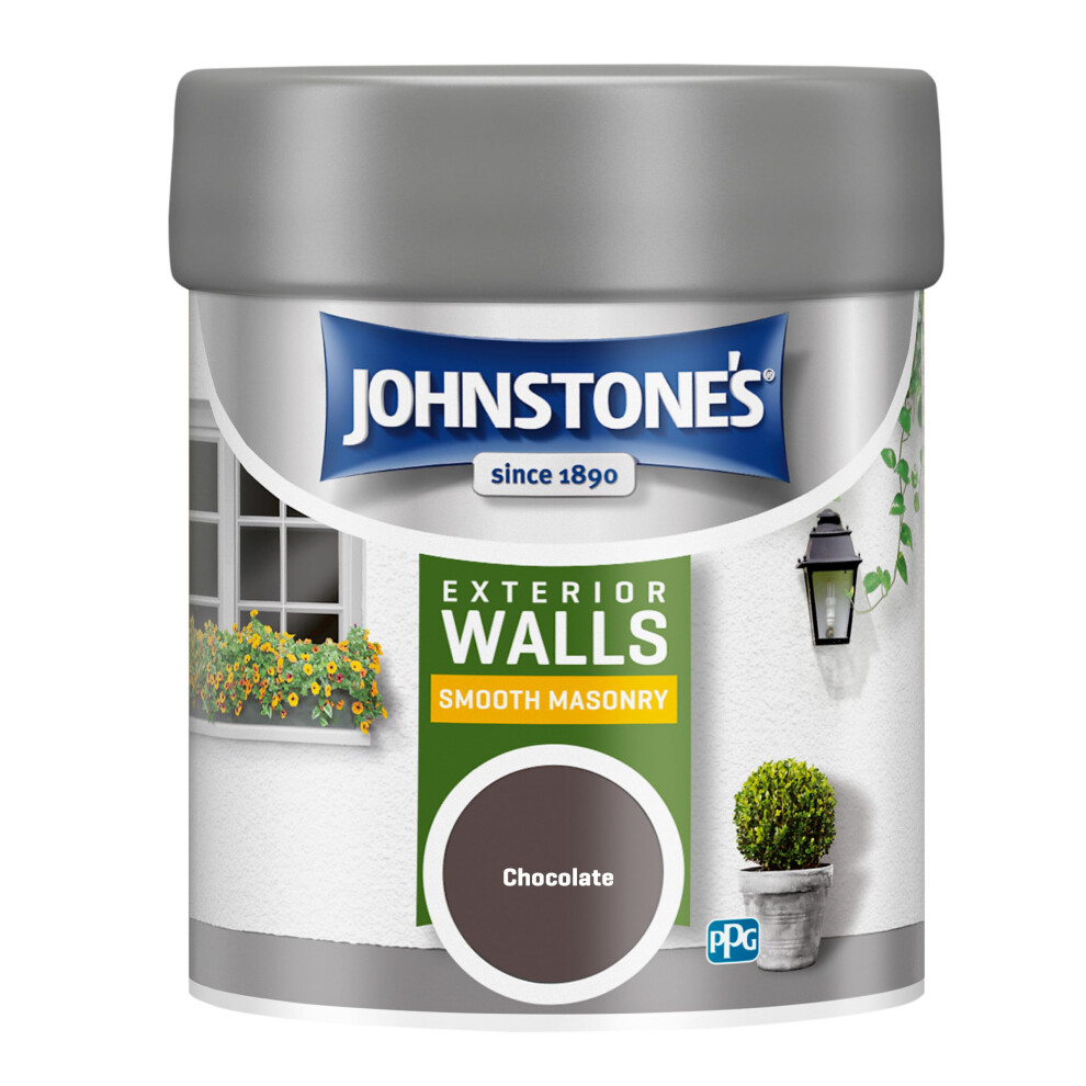 Johnstone's – Exterior Smooth Masonry Paint - Tester Pot – Chocolate – Up To 15 Years Protection – Weather & Dirt Resistant – 12M2