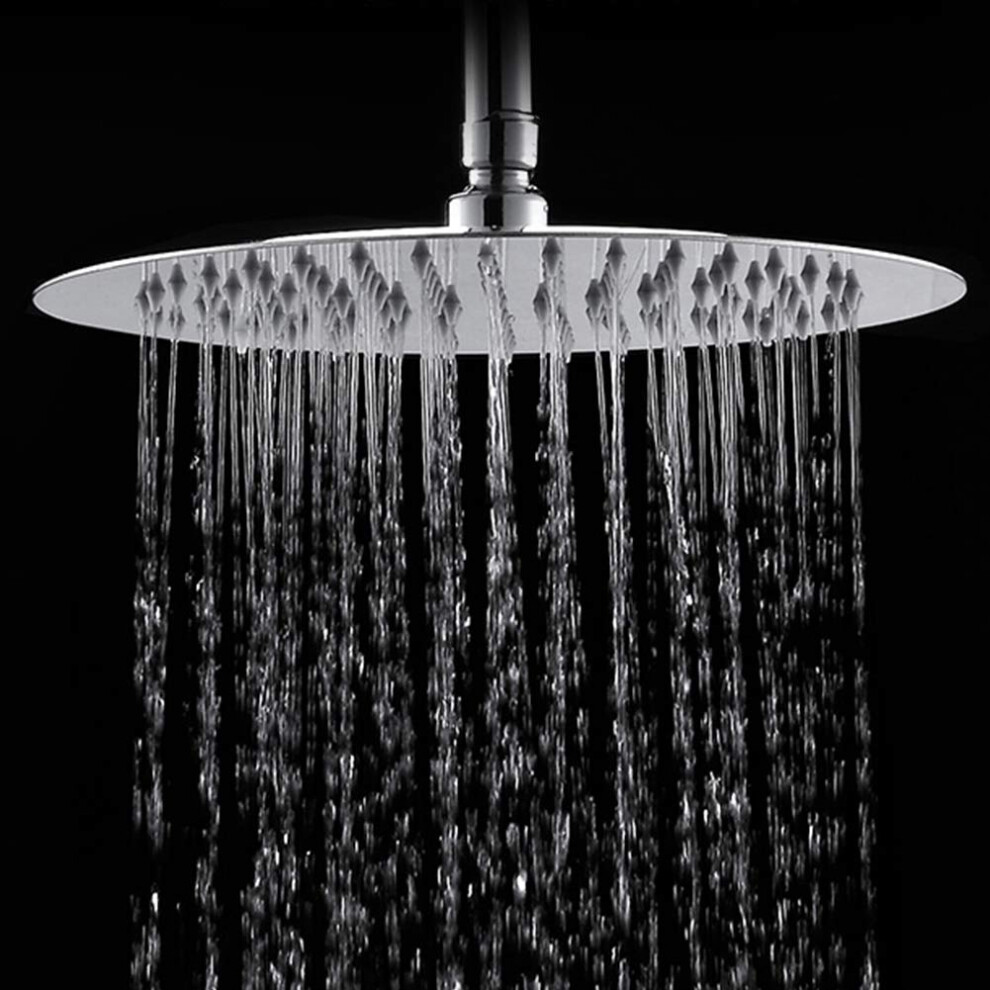 Large Rain Shower Head Round 304 Stainless Steel Ultra Thin Bathroom Shower Head High Pressure Rainfall Showerhead (8Inch) 795663471631