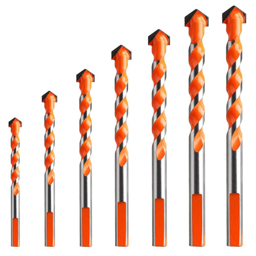 7PCS Professional Masonry Drill Tungsten Carbide Tip Drill Bits, Tile Drill Bits Set, Industrial Strength Tile Drill Bits Set for