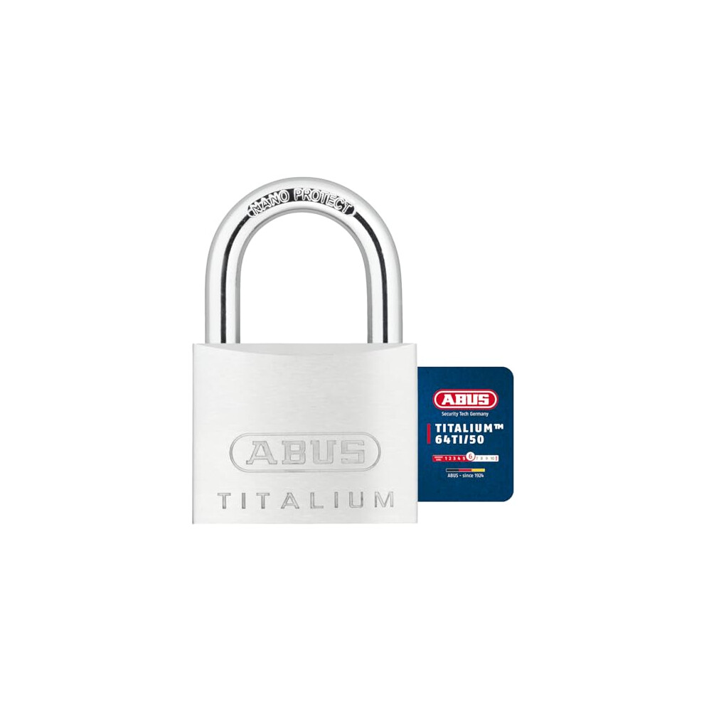 Titalium 64TI/50 padlock - basement lock with lock body made of special aluminium - hardened steel shackle - ABUS security level 6