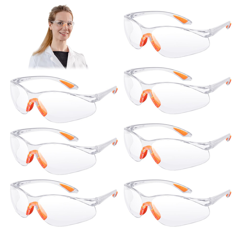Safety Glasses For Work, 8Pcs Goggles Safety Glasses Clear Protective Glasses Safety Goggles Dustproof Lab Safety Glasses Eye Protection Glasses 797725924475