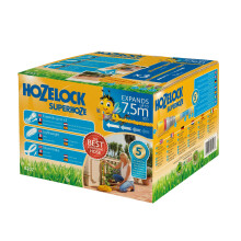 Hozelock Superhoze Expanding Hose 7.5m - Expands up to 3x length, 2 Aquastop Fittings, 8207A1240