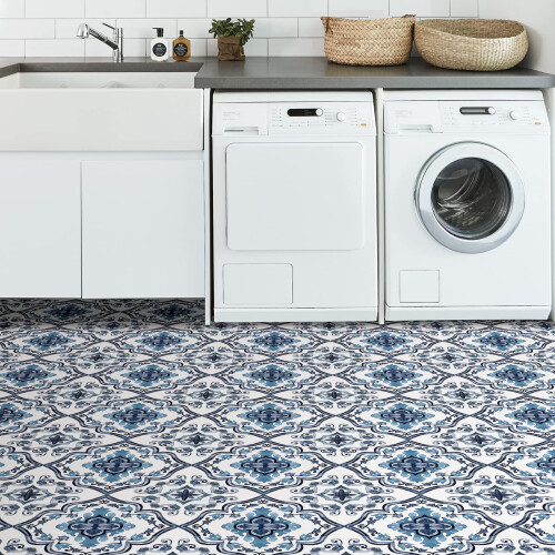 FloorPops FP3932 Μαροκινά Αυτοκόλλητα Πλακάκια Δαπέδου, Μπλε 1