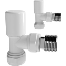Pro Thermostatic Radiator Valve,Round Angled Radiator Valve Pair, Central Heating,Tower Rail Valve- All White (Set of 2)