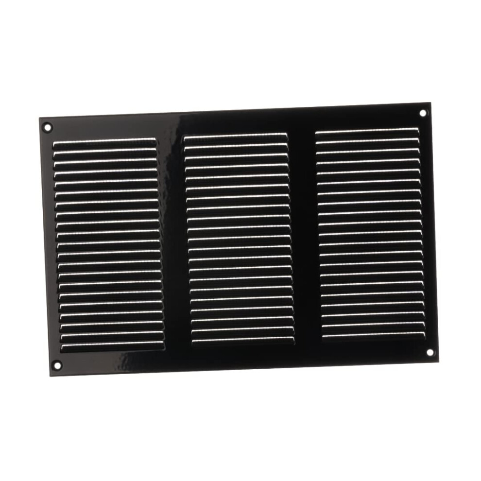 300X200mm / 12X8" Inch Black Metal Air Vent Grille Cover With Insect Mesh - Ventilation Cover 4750492015230