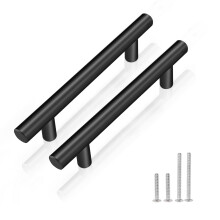 15 Pack Cabinet Handles Hole Center 96mm Flat Black Kitchen Door Handles Stainless Steel Cabinet Pulls Furniture Hardware T Bar Cupboard Door Handles