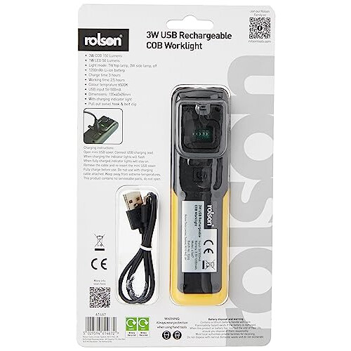 Rolson 61467 3W USB Rechargeable COB Torch & Lamp 2