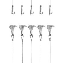 Picture Hanging Wire Kit, 2m Ø1.5mm Stainless Steel with Wire Adjustable Hook and Rail Moulding Hook, Hold Up to 40 KG (5 pcs)