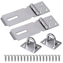 2 Sets Door Padlock Hasp Heavy Duty Stainless Steel Padlock Hasp and Staple Security 4 Inch Padlock Hinge Latch Shed Lock Hasp Door Clasp Gate Lock